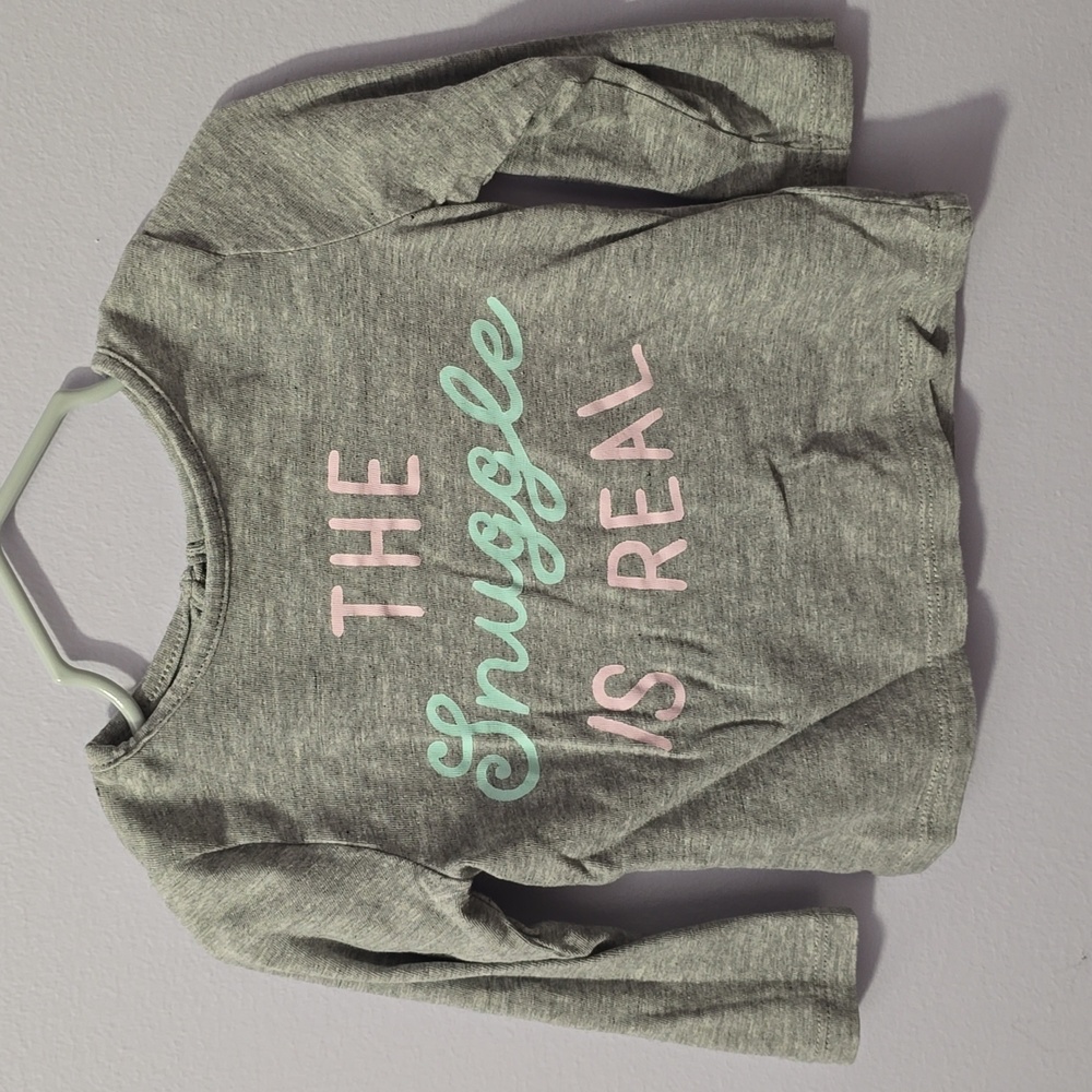 Joe Fresh Gray Long Sleeve Kids Tee with Pastel Text